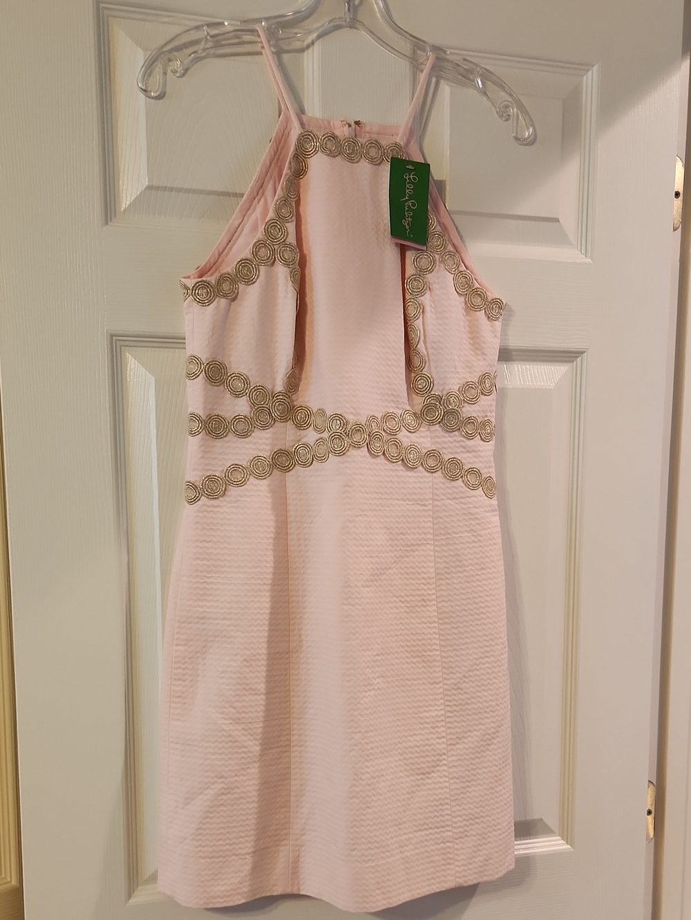 Lilly Pulitzer Light Pink Halter Dress with Gold Trim